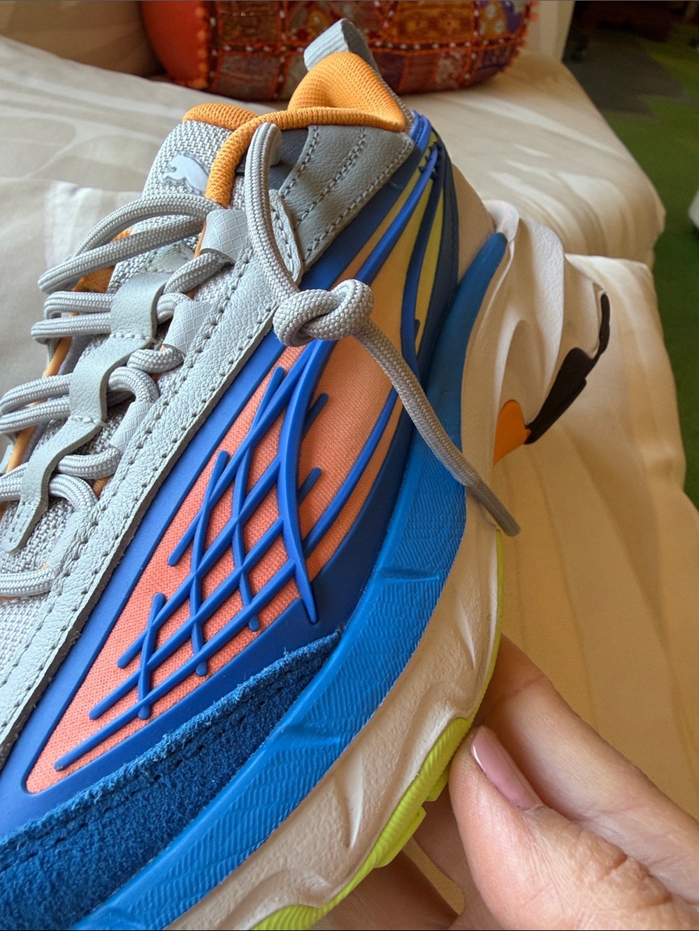 NEW - Puma carbon flares JR/Kids Sneakers Gray Orange Blue Lime. Unisex - Picture 10 of 12